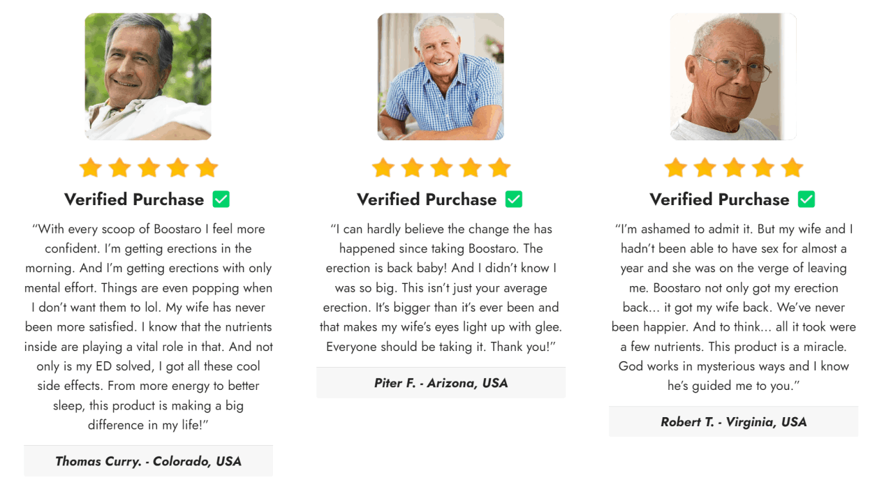 Boostaro customer reviews and ratings